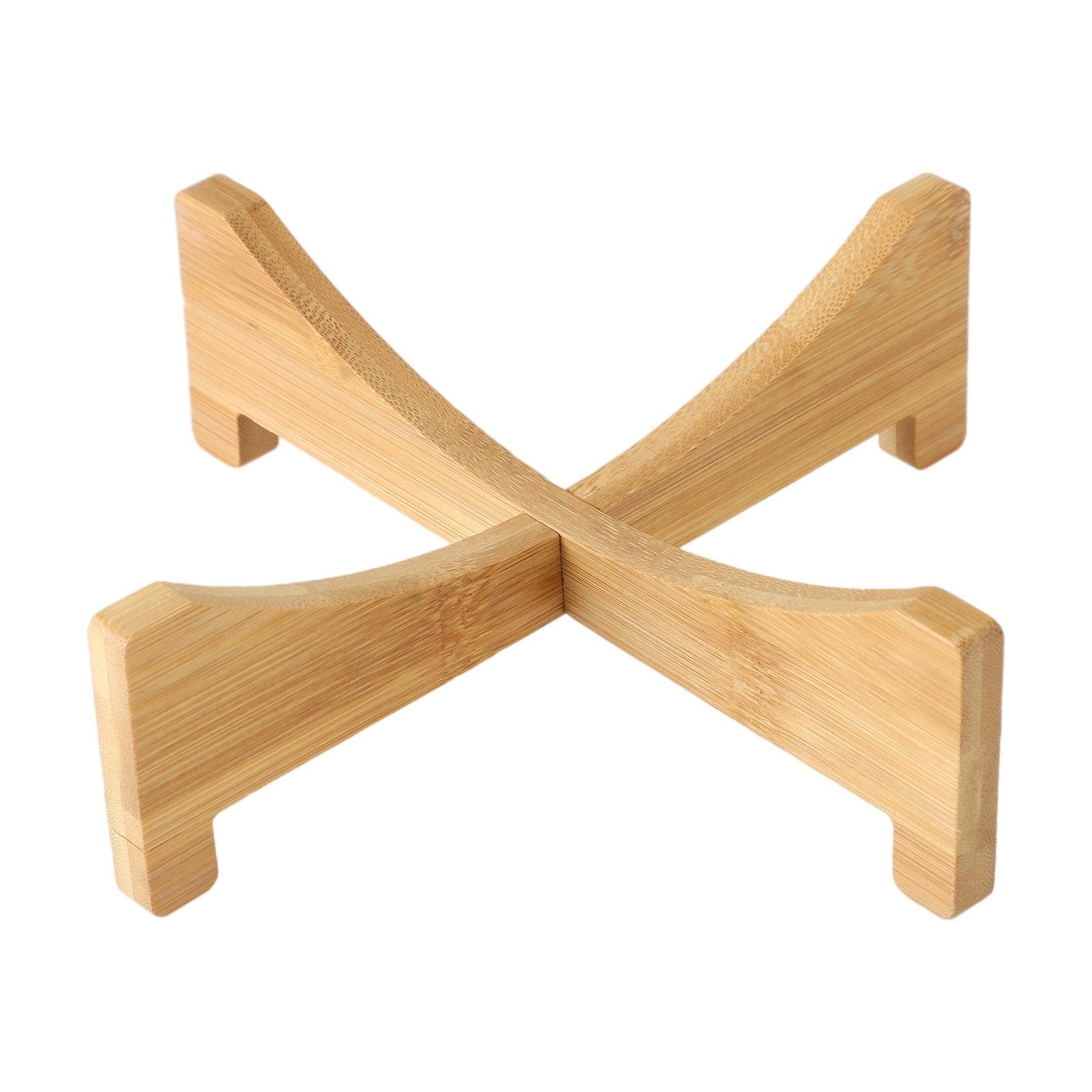 Plant Stand Bamboo Flower Pot Tray Cross Shaped Multifunction for Pet Home Kitchen 17.5x5cm