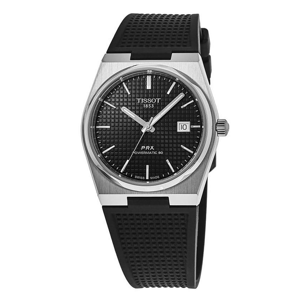 Tissot T-Classic PRX Powermatic 80 Rubber Strap Black Dial Automatic T137.407.17.051.00 100M Men's Watch black