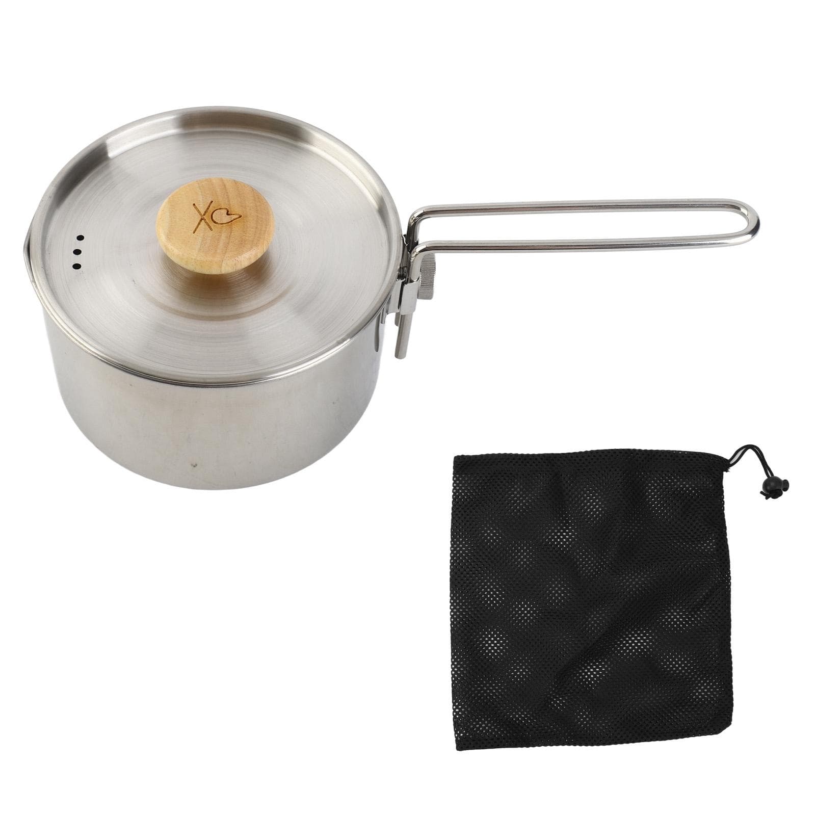 1L Camping Tea Pot Stainless Steel Portable Camping Kettles with Lid and Removable Handle for L
