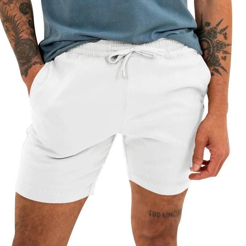 Fashion Men Shorts 2024 Summer Beach Casual Shorts Solid Baggy Basic Pockets Shorts Sports Men's Clothing US XXXL white