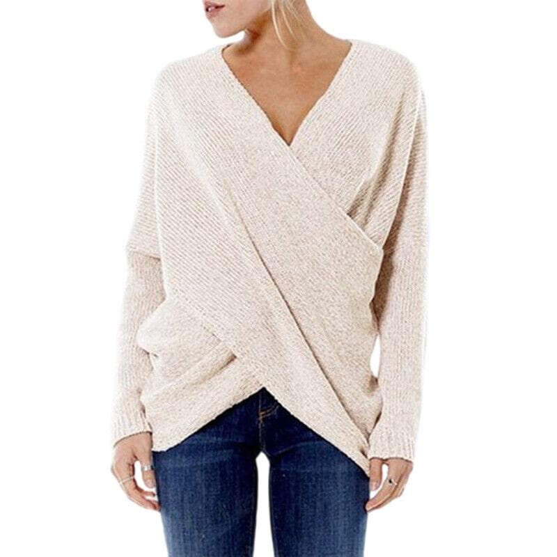 Ladies Jumper Tops Plus Size Sweater Women Knitwear Long Sleeve Knitted Sweaters 5XL beige