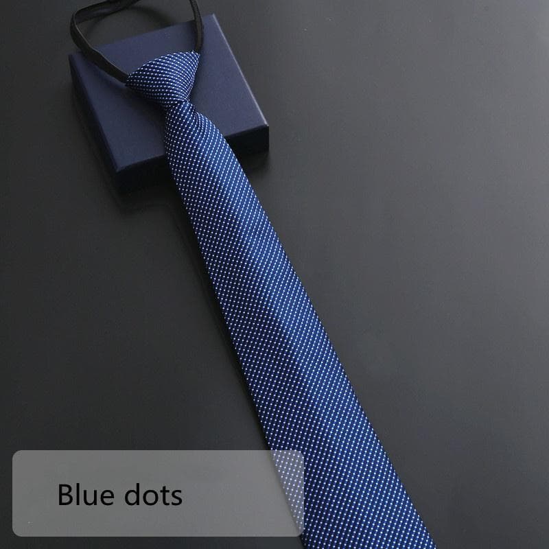 8 Colors Men's Business Tie Print Zipper Tie Groom's Wedding Stripe Tie Fashion Neckties