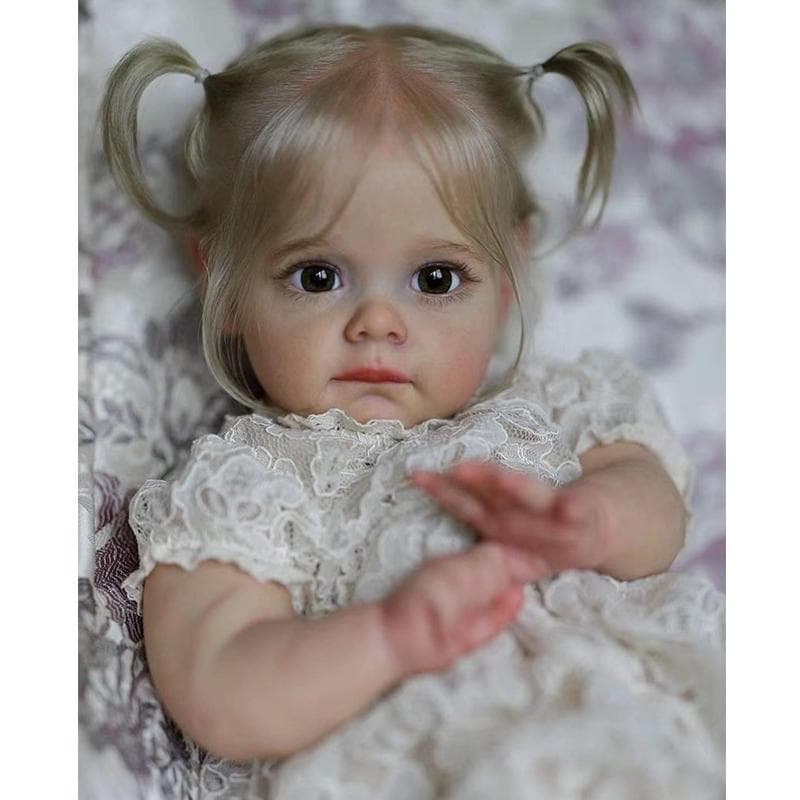 60CM Reborn Doll Maggie Hand-Detailed Painting with Visible Veins Lifelike 3D Skin Tone Newborn Doll For Children Birthday Gift Cloth Body Doll
