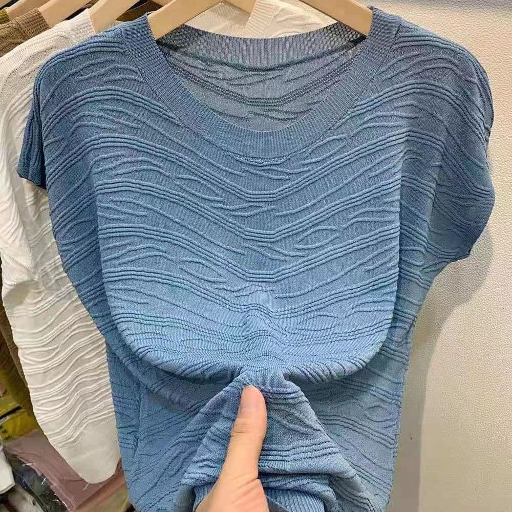 Short Sleeved Knitwear Women's Summer New Top Slim Fit Fashionable Versatile T-shirt Women 2XL