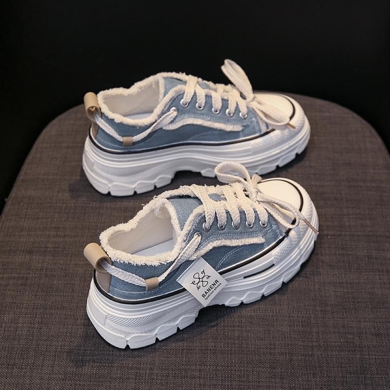 Thick Bottom Retro New Ins Korean Style White Shoes Women's Fashionable All-Matching Casual Sneakers Women 40 blue