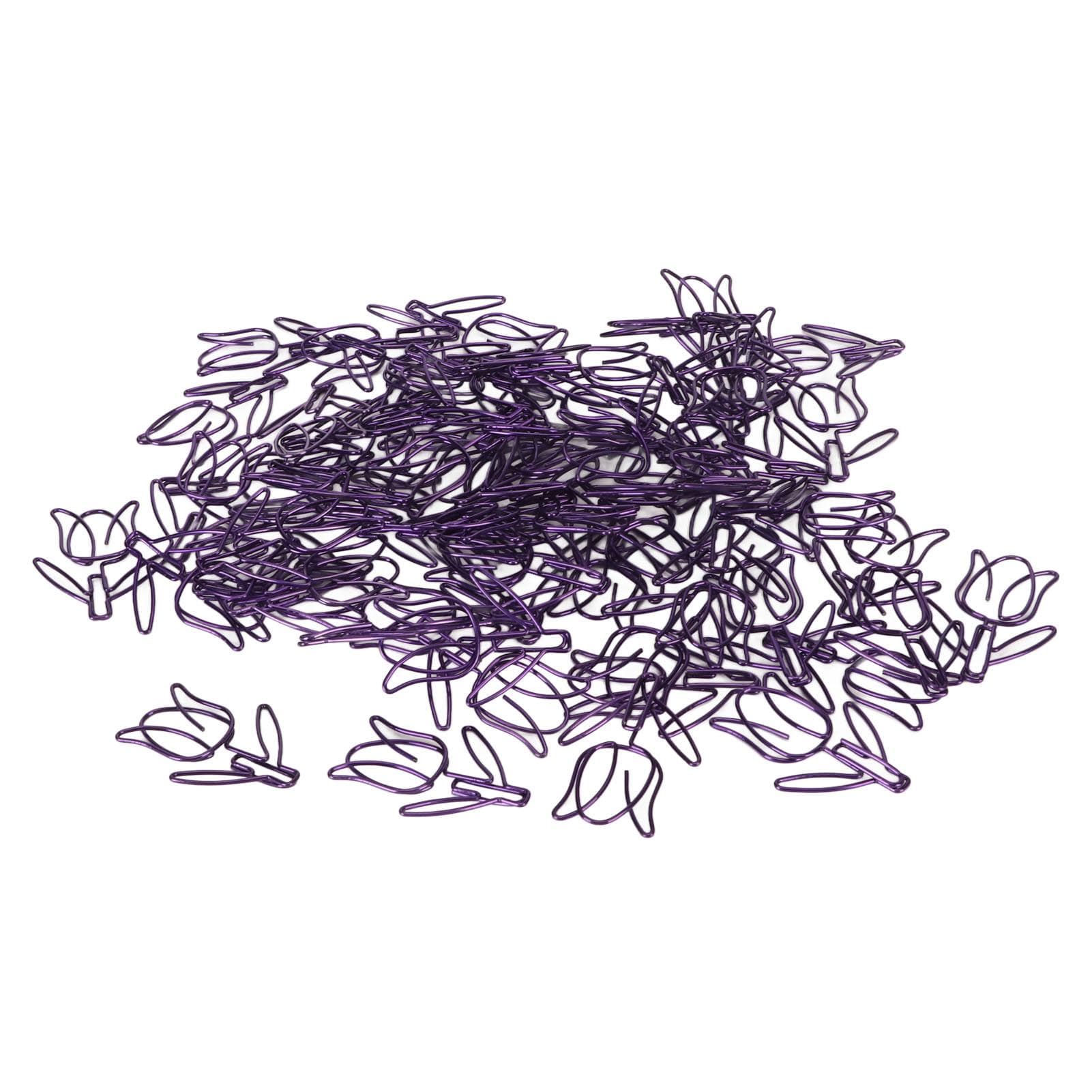 70Pcs Flower Paper Clips Cartoon Purple Flower Paper Clips Cute Flower Shape Paper Clips