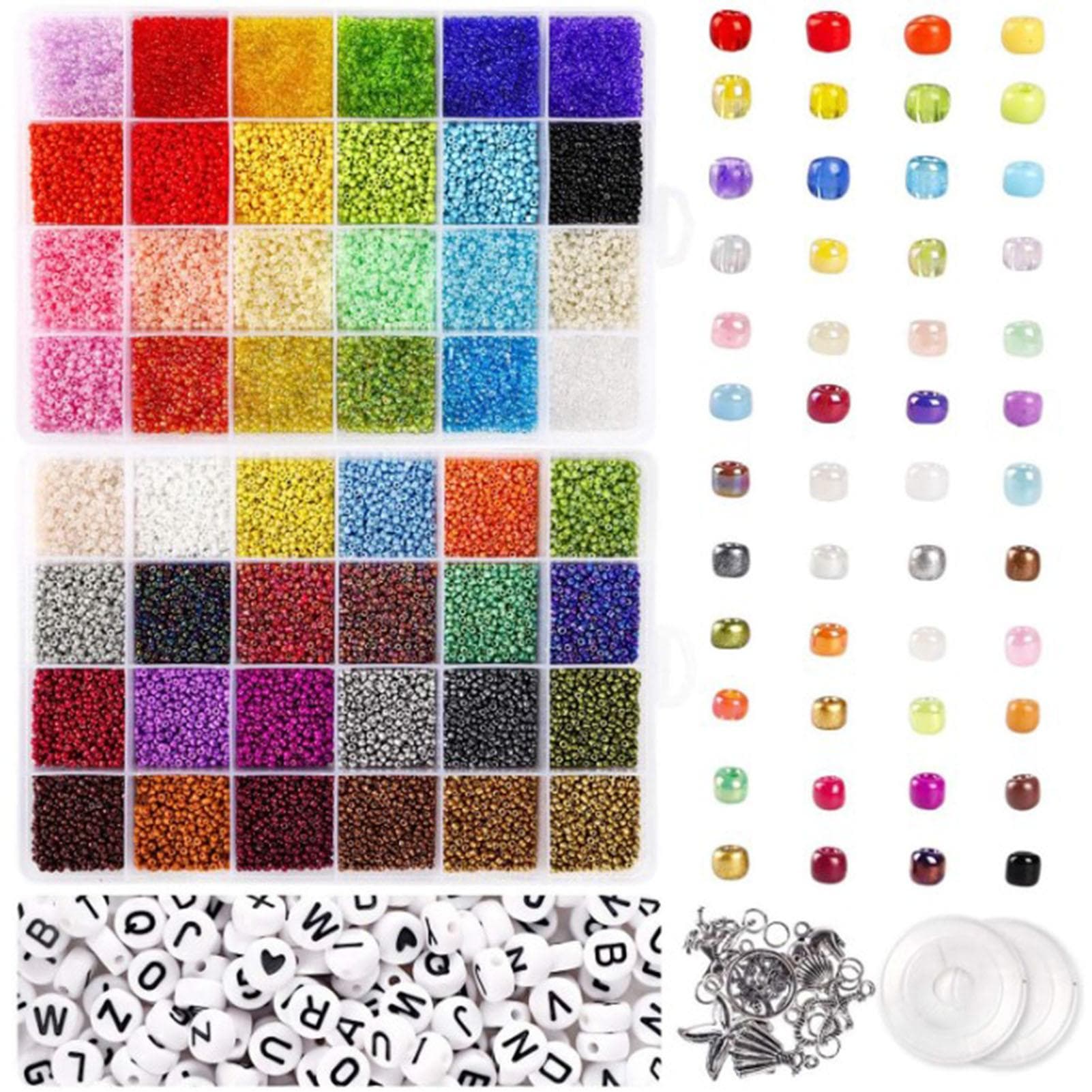 35000pcs Bracelet Making Kit with 10 Alloy Pendants 2 Storage Boxes DIY Handcraft Jewelry Making