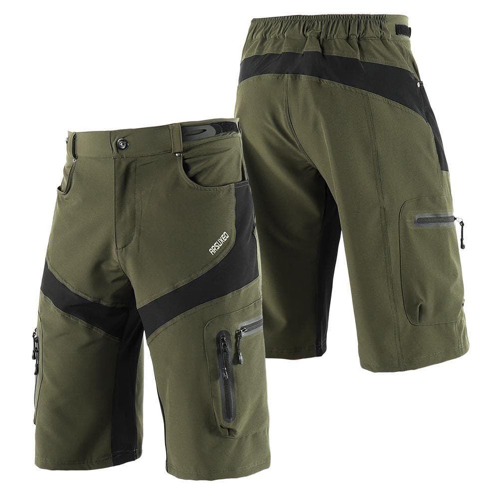 Men Cycling Shorts Quick Drying Breathable Outdoor Sports Running Bike Riding Casual Shorts with 6 Pockets L army green