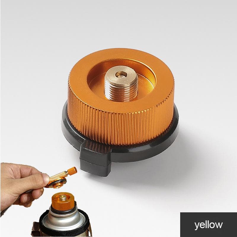 Camping Gas Stove Converter Gas Burner Furnace Connector Canister Adapter Outdoor Picnic Stove Accessorie Propane Refill Adapter Yellow adapter