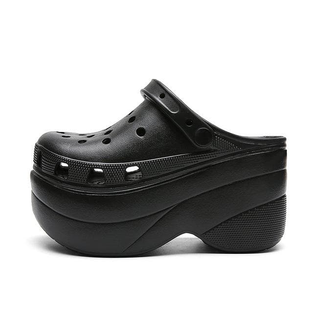 Super High 10cm Sandals Summer Women Slippers Platform Sandals Outdoor 2 Thick Street Beach Slippers Flip Flops Garden Shoes 41 black