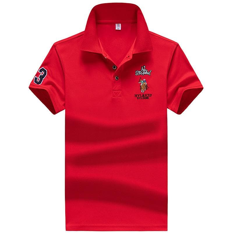 Men 'S Polo Shirt Short -Sleeved T -Shirt Spring And Summer Lapel Half -Sleeved Bottoming Shirt XXXXL red
