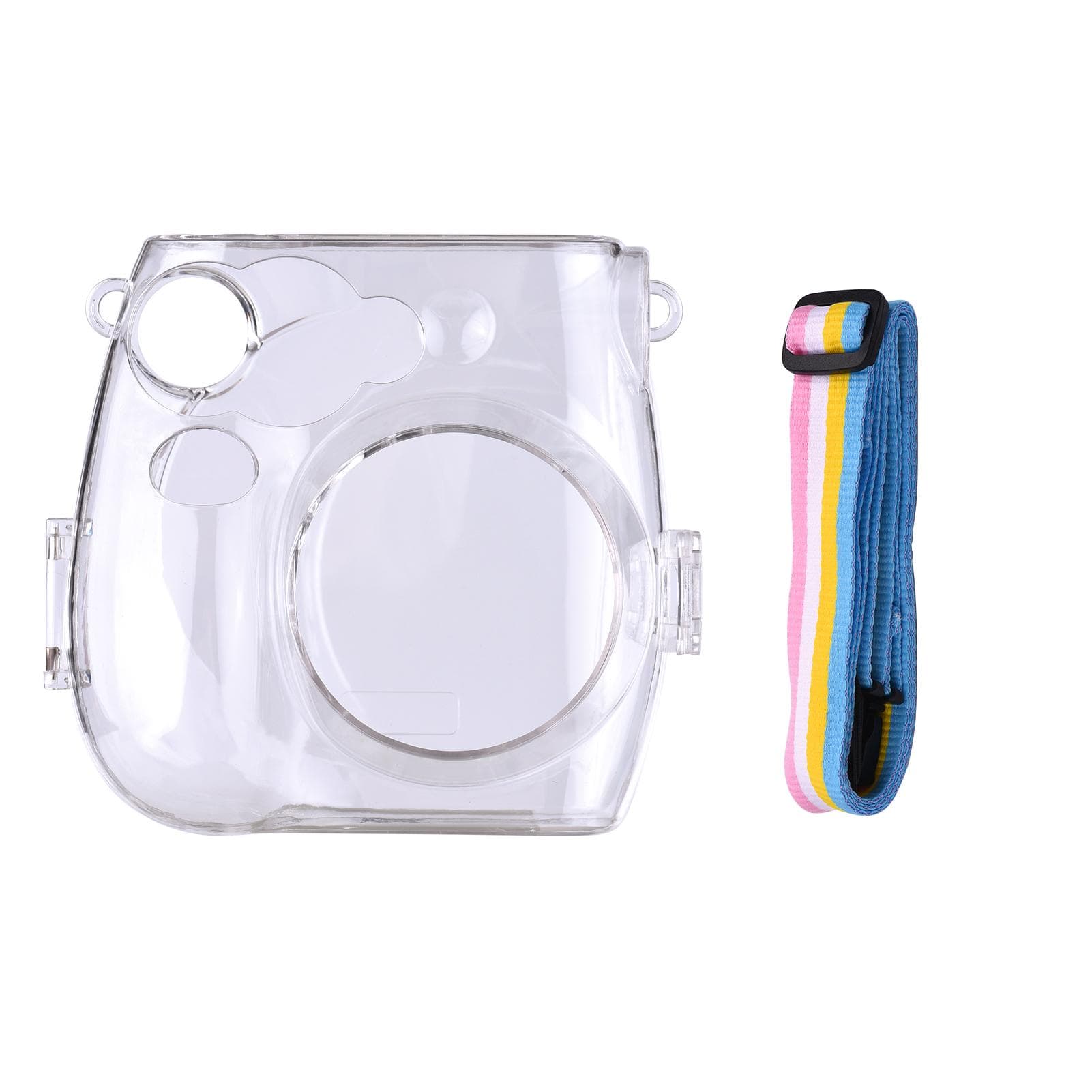 Instant Camera Transparent Protection Case with Rainbow Lanyard Replacement for Fujifilm Instax For Mini 7s 7c transparent