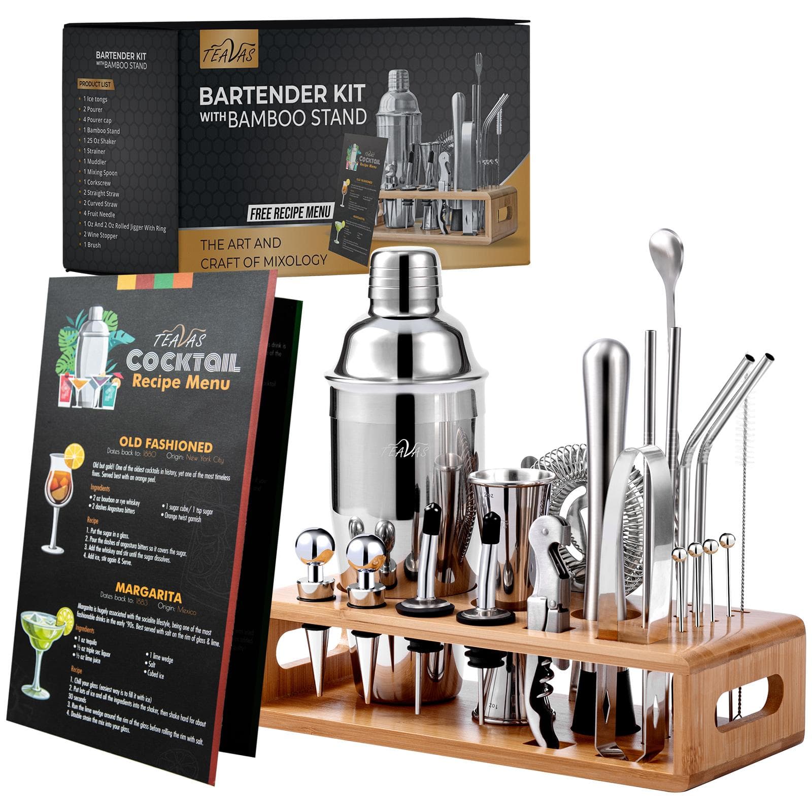 25 Pieces Mixology Bartender Kit with Cocktail Shaker Jigger  Cocktail   Alcohol Mixer Shaker Set  Barware