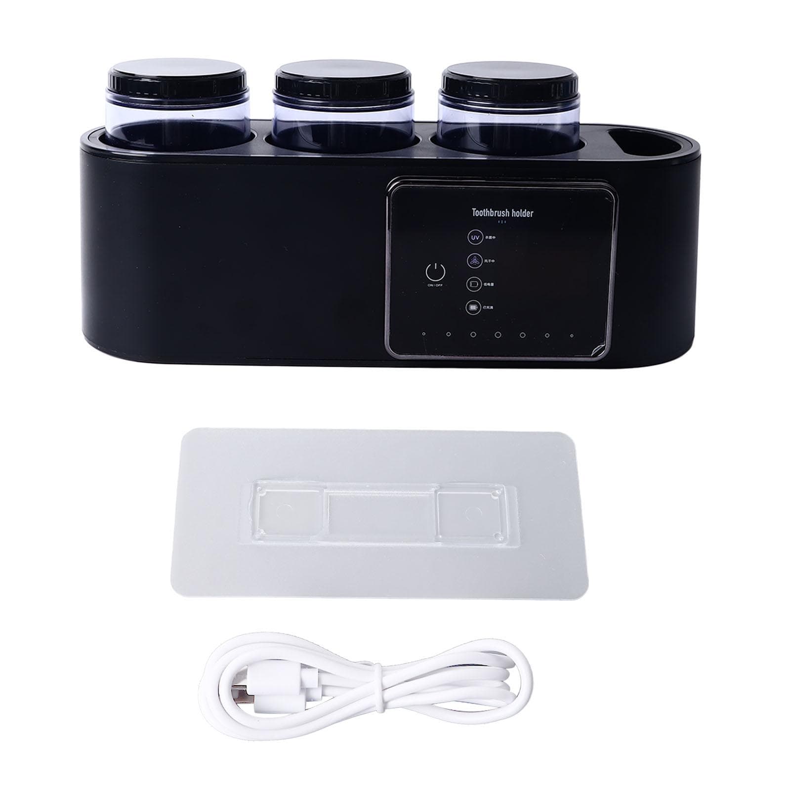 Toothbrush Cleaner Wall Mounted Safe Cleansing Electric Toothbrush Holder Cleaner with 3 Cups