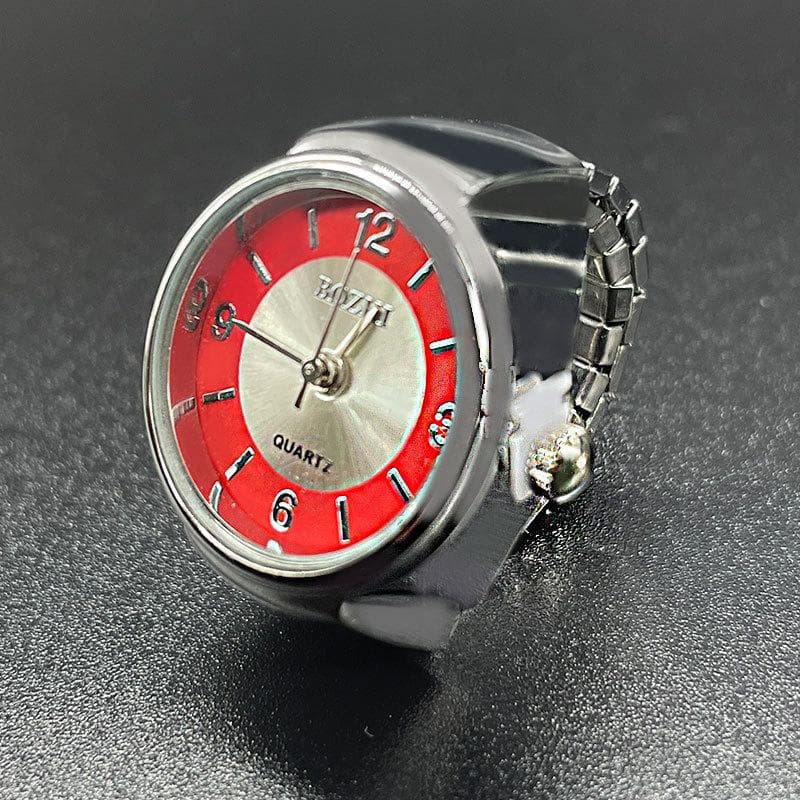 Creative Men's and Women's Students Fashion Quartz Ring Watch red