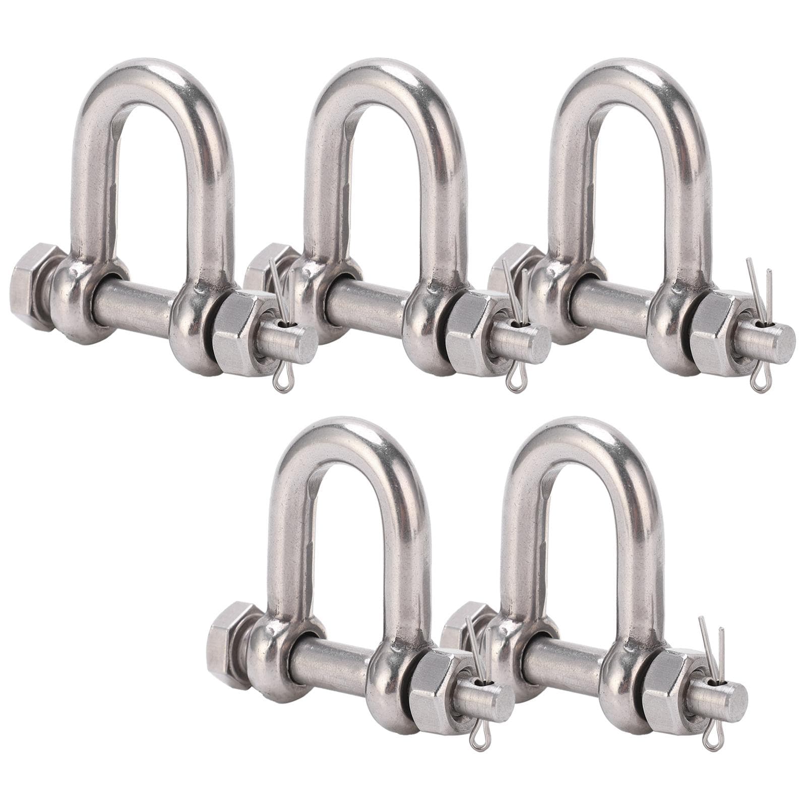 5Pcs D Ring Anchor Shackle Screw Pin with Insurance 304 Stainless Steel Marine Land Lifting M8