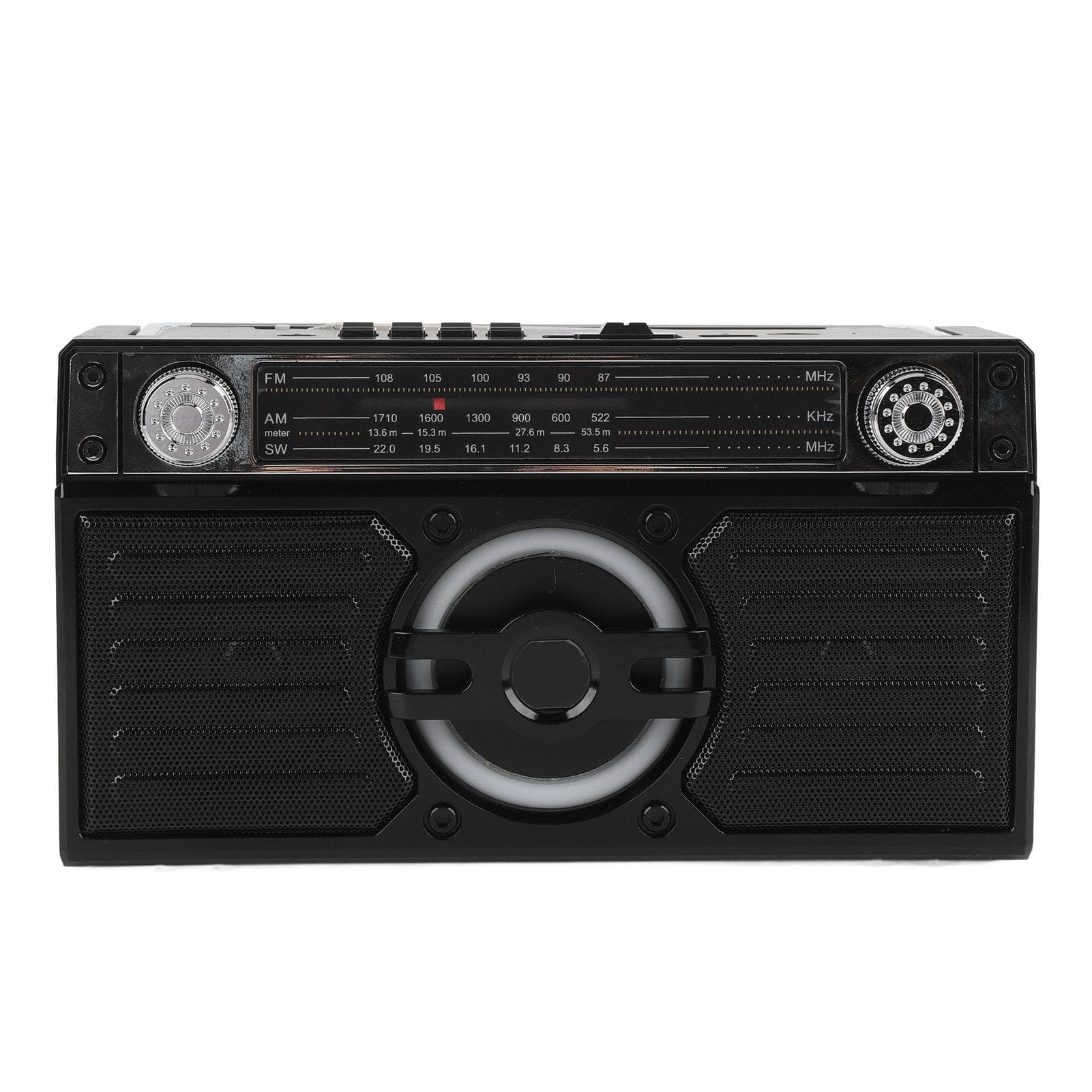 Portable Radio Bluetooth Speaker Multifunctional Rechargeable Multi Band FM AM SW Radio for Travel black