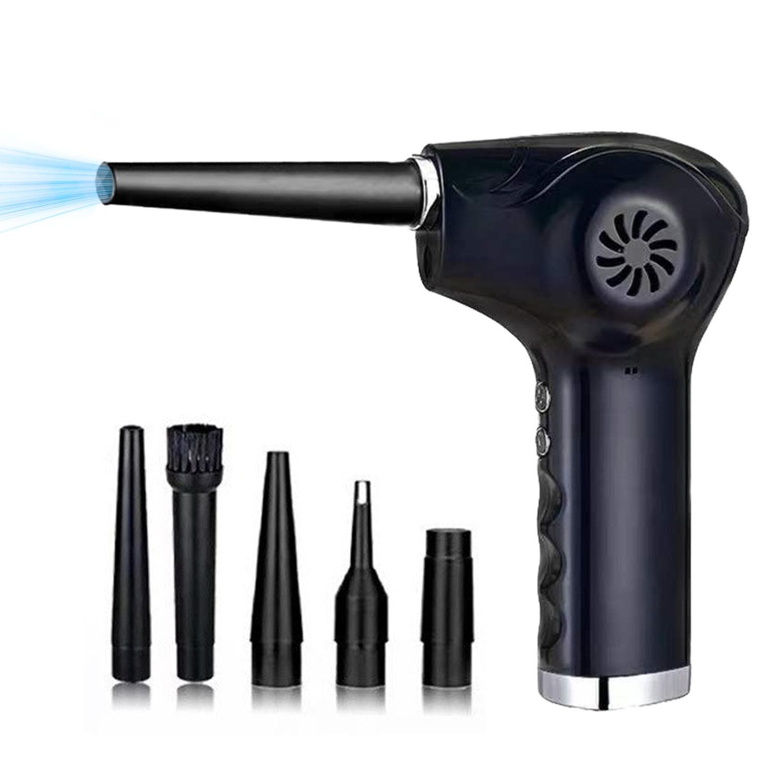 Electric Air Duster with Light 60000RPM 2 Gears Adjustable Rechargeable Cordless Handheld Air 6000mAh black