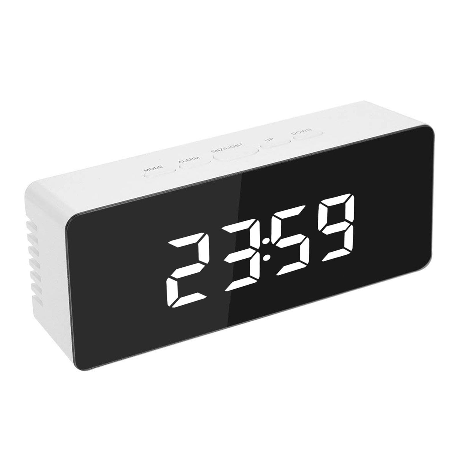 Digital Alarm Clock Desk Alarm Clock LED Mirror Alarm Clocks Temperature Display white