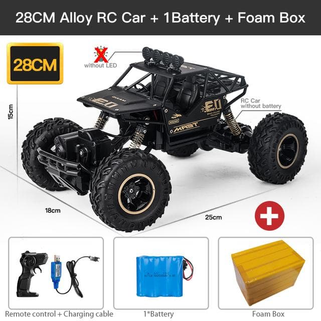 New 1:12 / 1:16 4WD RC Car Led Lights Monster Truck 2.4G Radio Remote Control Cars Buggy Off-Road Control Trucks Boys Toys for Children 28cm black