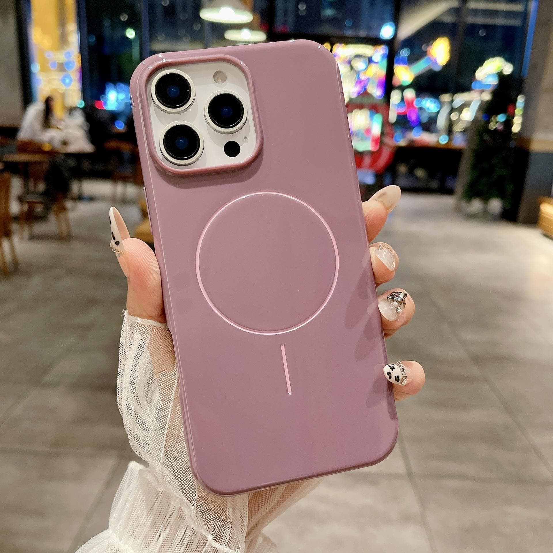 Applicable To IPhone16Pro Thin Circle Magnetic Suction Phone Case Apple 15 Glossy Silicone Anti-fall SE4 Protective Case iPhoneSE4