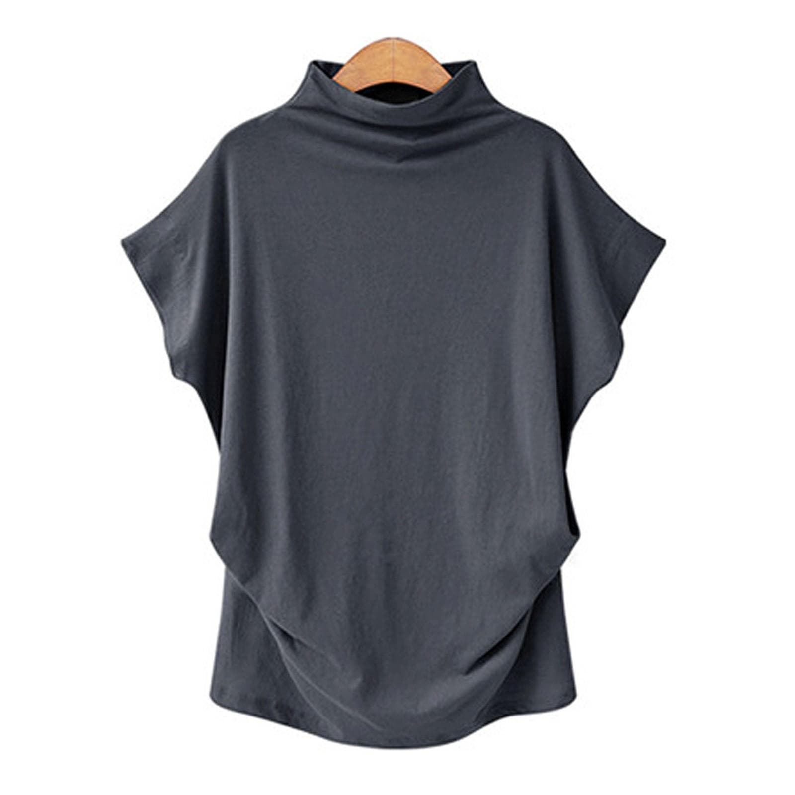 Women's Turtleneck Top Crewneck Short Sleeve T-shirt M
