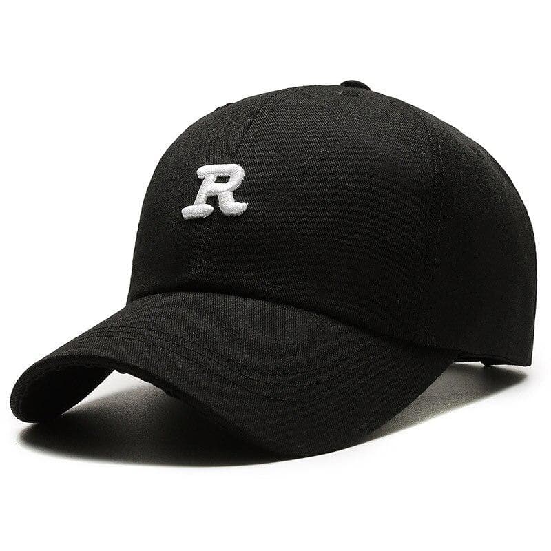 Autumn And Winter New Korean Version R Letter Embroidered Soft Top Baseball Cap Men'S And Women'S Trendy Brand Shade Sun Protect Adjustable black