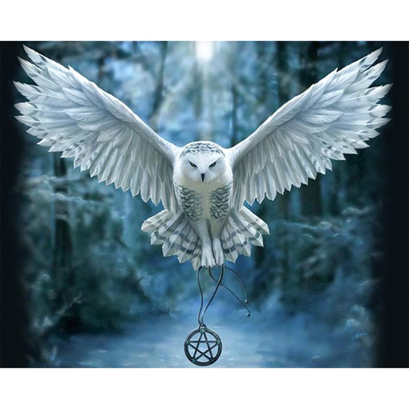 Diamond Painting Cross Stitch White Owl Crystal Needlework Diamond Embroidery Full Diamond Decor 30X40CM