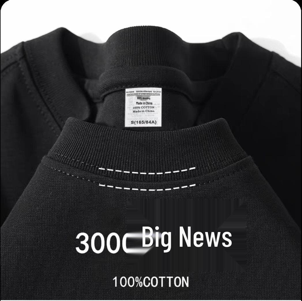 Unisex 500g Heavyweight Pure Cotton Gray-Green Short-Sleeve T-Shirt 3XL 200-220 lbs