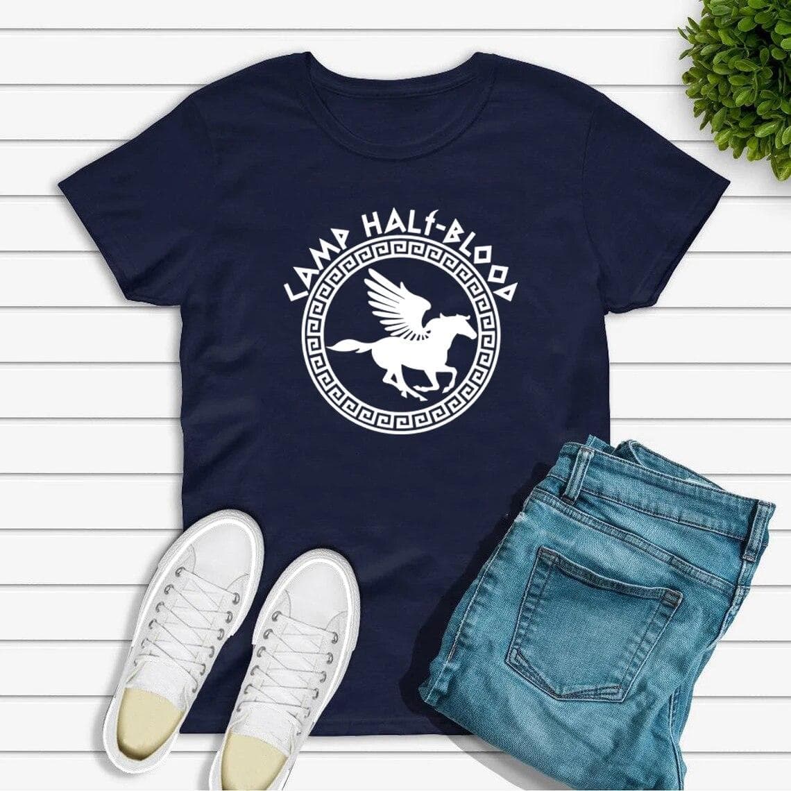 Camp Half Blood T Shirts Fall Training Camp Game Tshirt Halloween Magical Gift Percy Jackson Shirt Unisex T-shirts Harajuku Tees L navy blue