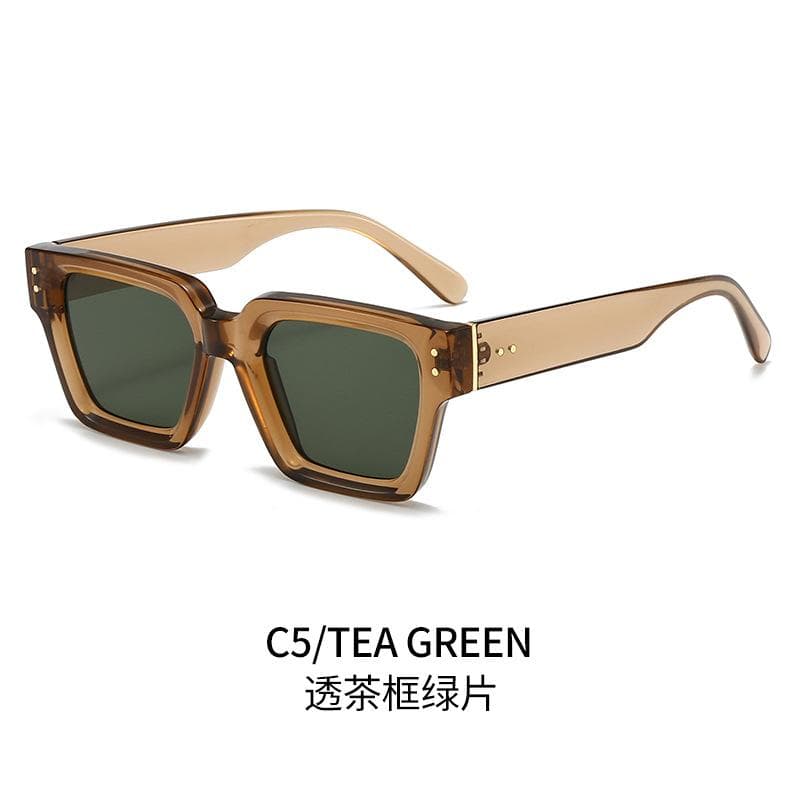 Trendy Orange Square Sunglasses Thick Frame Stylish Shades for Women and Men High-End Fashion