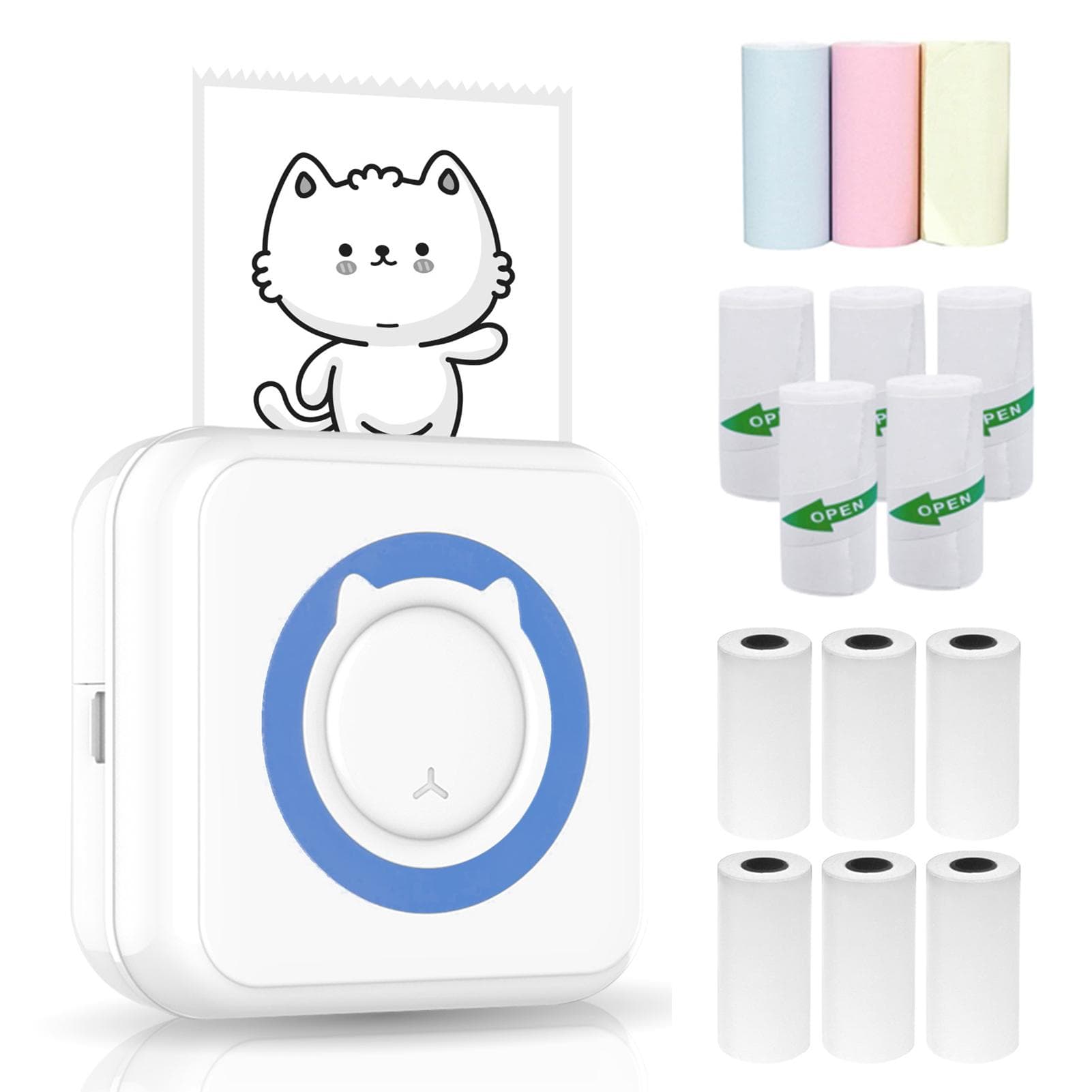 All-in-one Photo Printer Multifunction Portable Printer Wireless Instant Mini Printer Support BT RBL-4 royal blue