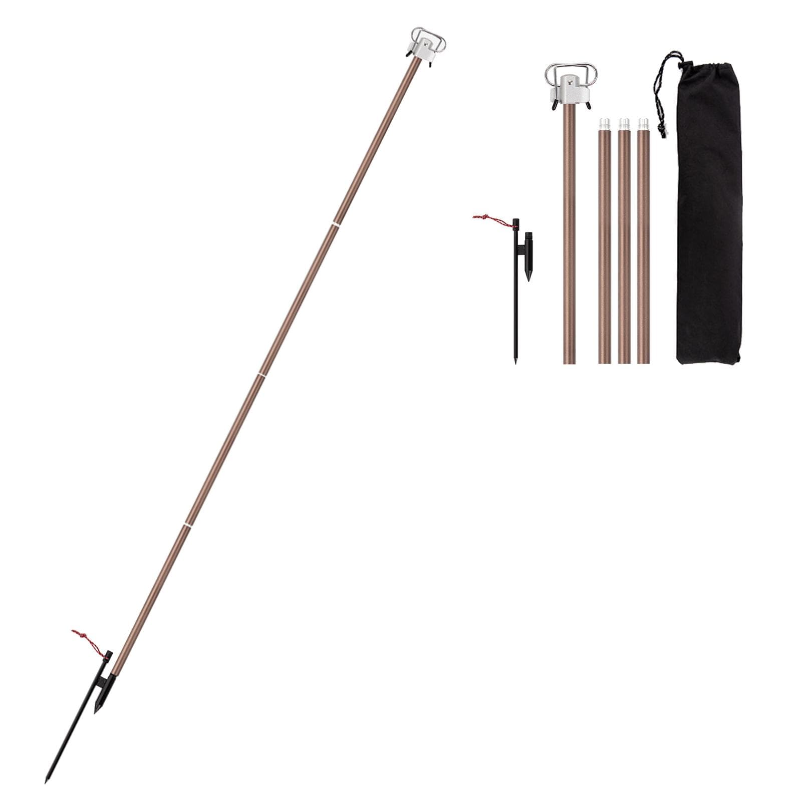 Portable Camping Folding Lamp Pole Lightweight Collapsible Aluminum Lantern Stand Outdoor Light khaki