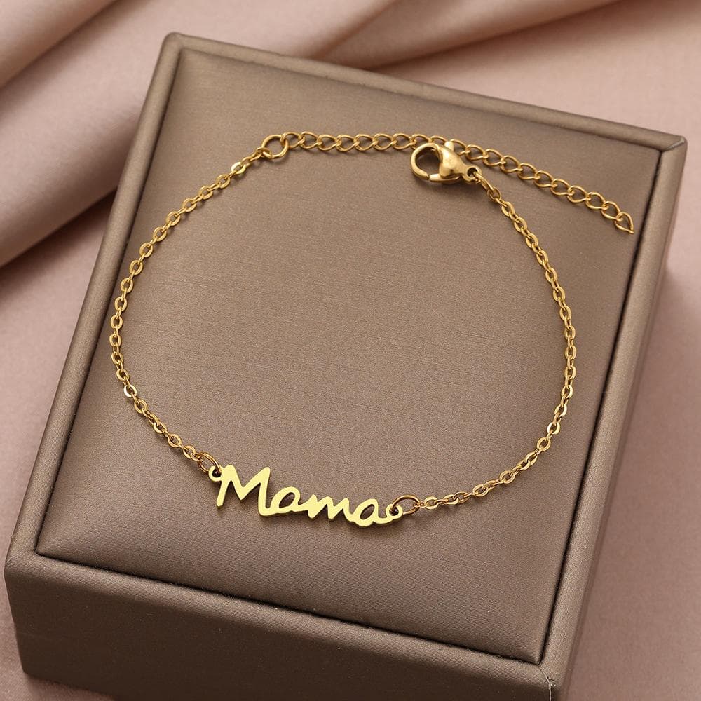 Stainless Steel Bracelets Letter Mama Pendant Chains Fashion Charms Bracelet For Women Jewelry Party Lover Mum Mother's Gifts gold