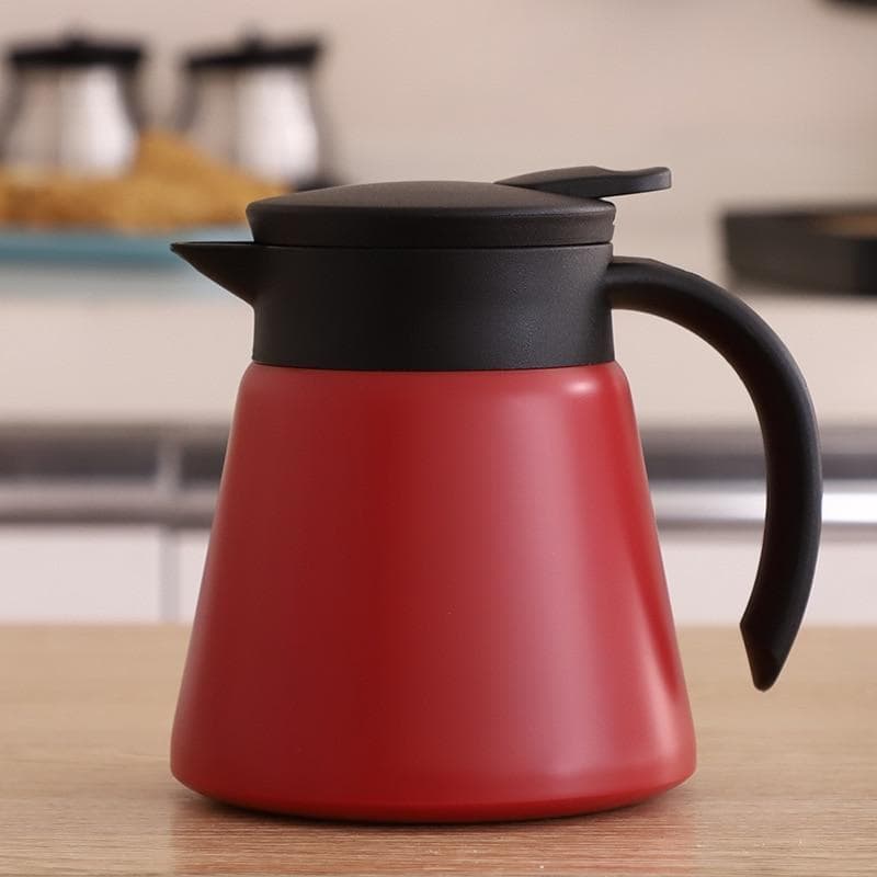 Thermal Coffee Carafe Tea Pot - 304 Stainless Steel Double Wall Vacuum Insulated, Cool Touch Handle, & Cold Retention, 600ml red