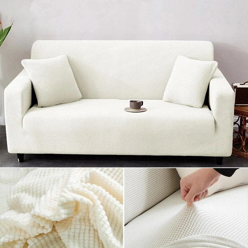 1/2/3/4 Seater Thicken Elastic Jacquard Sofa Cover Slipcover Stretch Polar Fleece L Shape Corner Sofa Covers for Living Room S (90-130cm)
