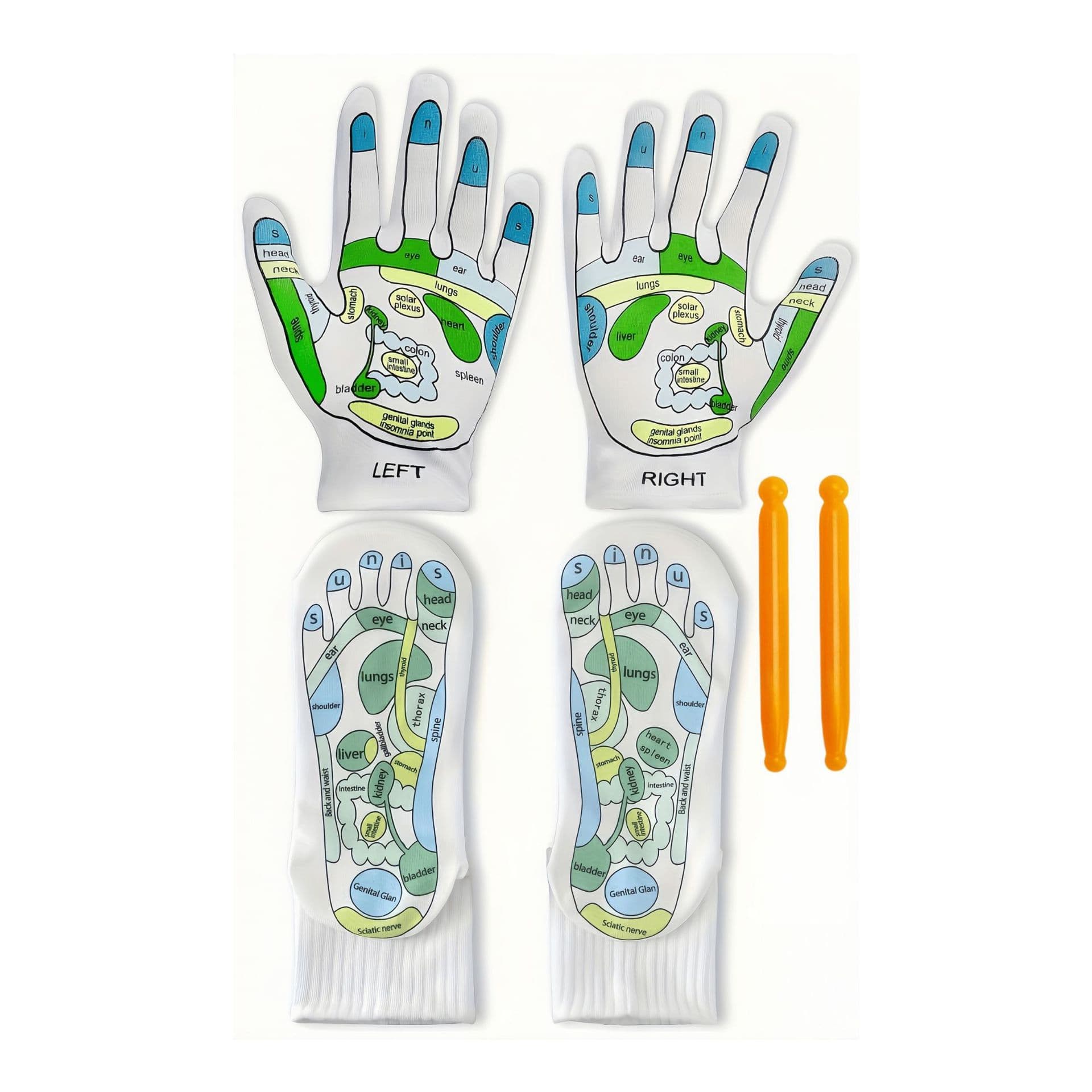 Acupressure Reflexology Gloves Socks Set Massage With Point Massager Tools Hand Spa Reflexology Sock Five Toe Separate Socks