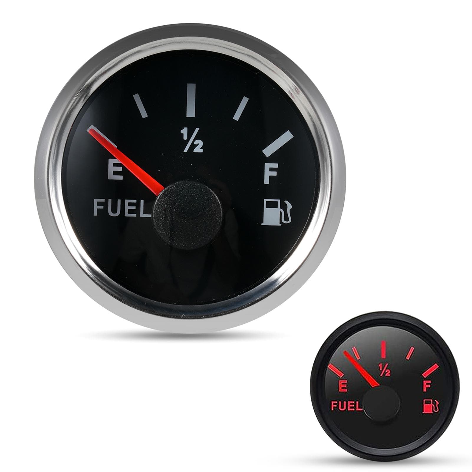 Marine Fuel Level Gauge Waterproof Boat Fuel Gauge 240~33ohm Signal 52mm with LED Backlight for black