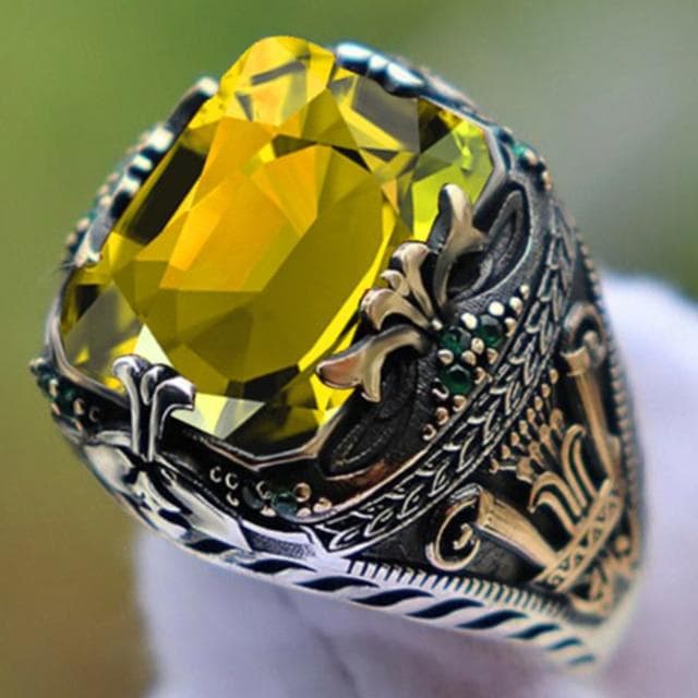 Inlaid Emerald Men 'S Luxury Ring Personality Retro Domineering Gem Sapphire Ring To Attend The Banquet Party Business Jewelry 12