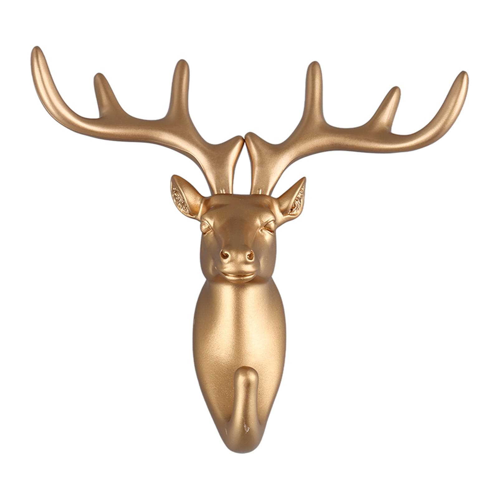 Resin Animal Shape Hook Wall Mounted Hanging Hook Decorative Hook for Coat Towel Key Painted Golden Golden Deer Head