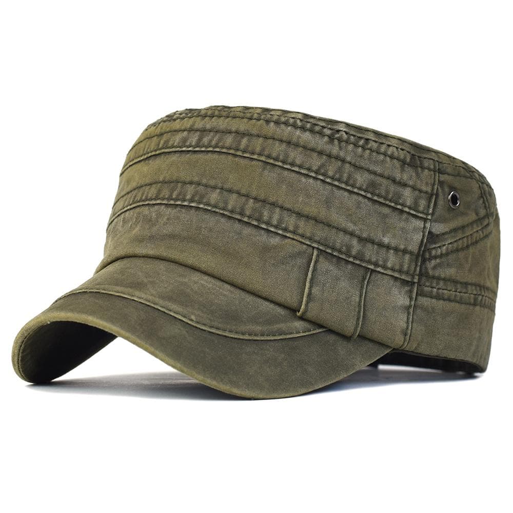 Four Seasons Washed Cotton Flat Caps Men Women Military cap Unique Design Vintage Flat Top Hat One Size