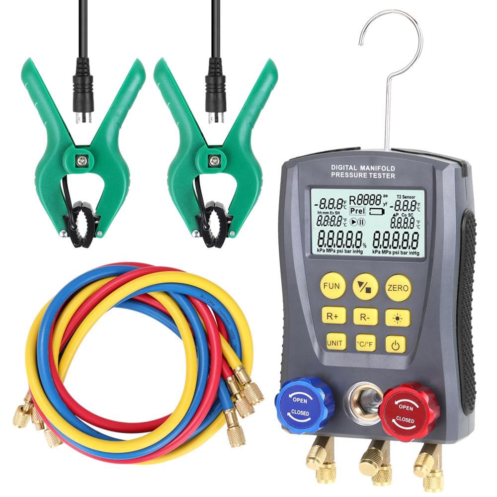 Pressure Gauge Refrigeration Digital Vacuum Pressure Manifold Tester Meter Heating Ventilation And multicolour