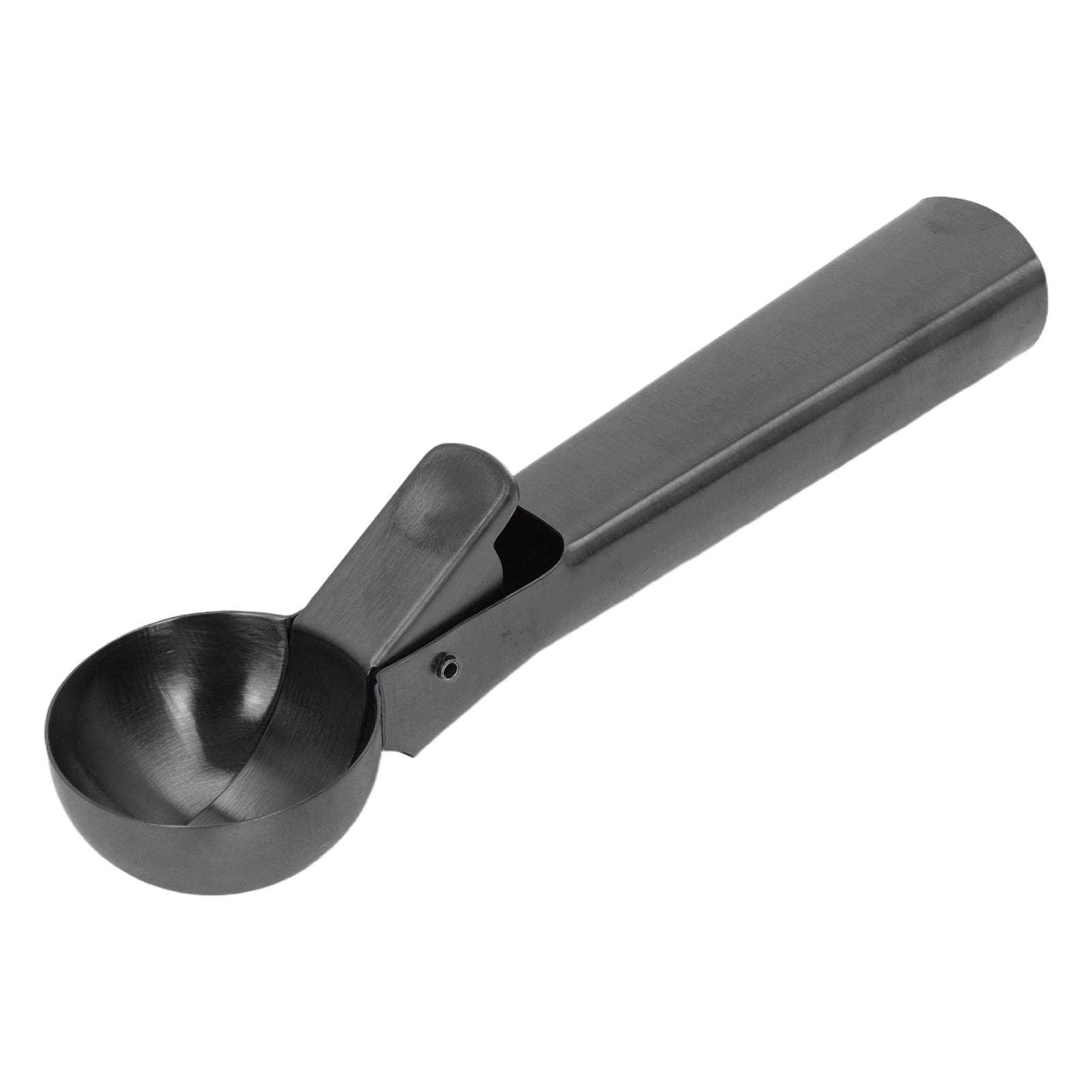 Ice Cream Scoop Dishwasher Safe Stick Proof Stainless Steel Ice Cream Ball Spoon with Trigger for L(for 6.5-9kg) black