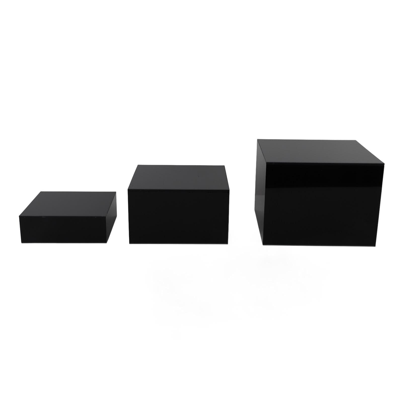 3Pcs Acrylic Risers Display Stands Cubic Nesting for Dessert Table Buffet Tables Food Transparent black