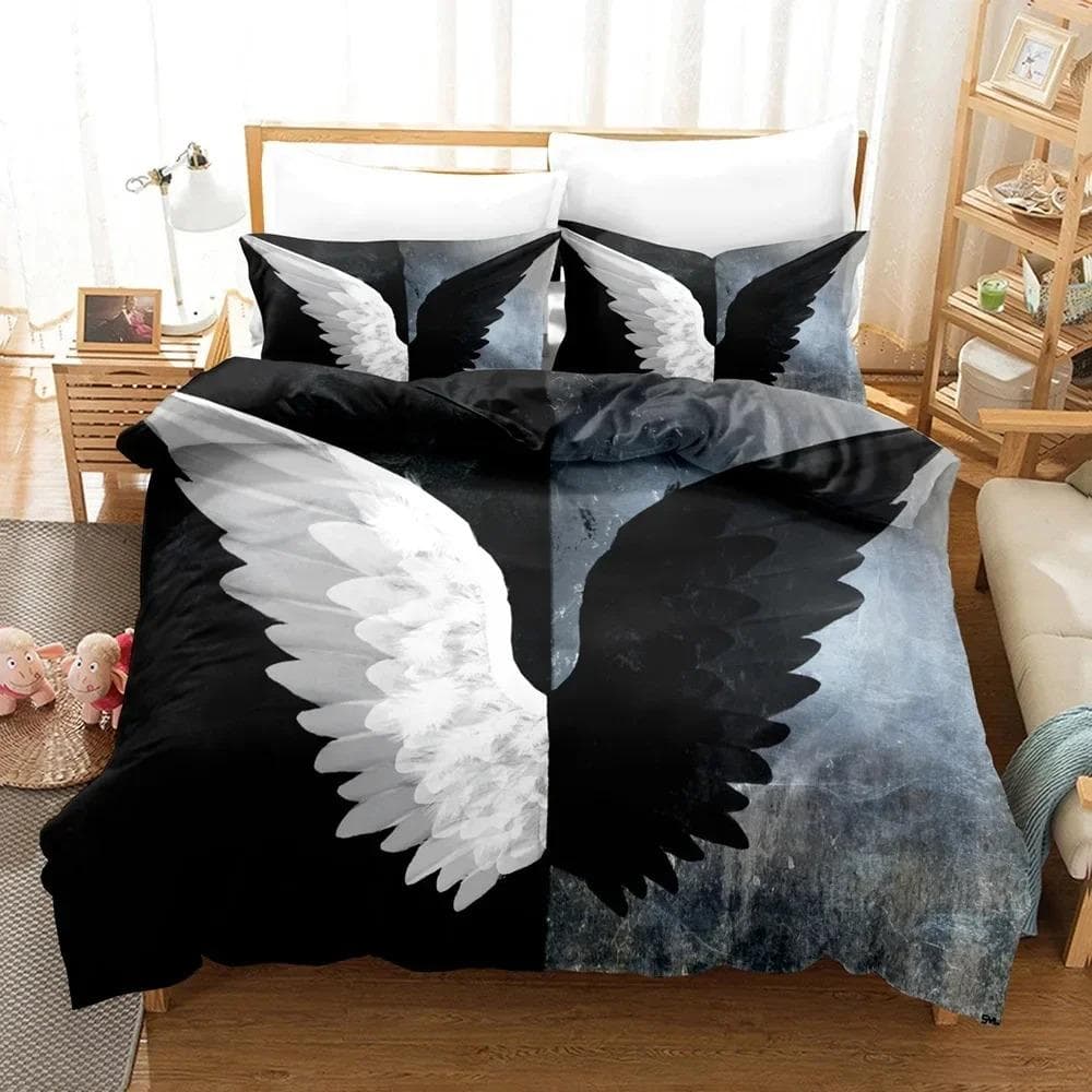 3D Print Angel Bedding Set Boys Girls Twin Queen Size Duvet Cover Pillowcase Bed Kids Adult Fashion Home Textile Customizable 70x133cm 2pcs