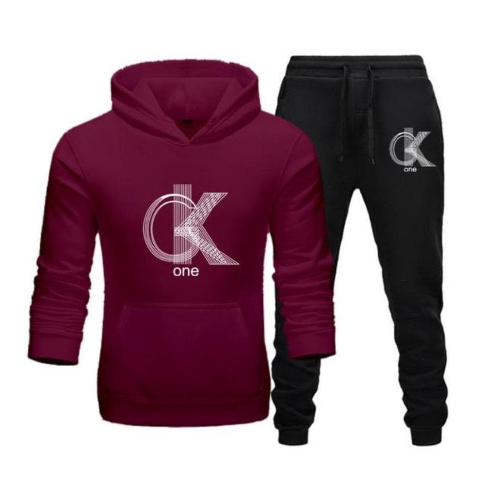 Men's Fashion Printed Hoodie+Pants Set, Casual Sportswear+Sportswear Set L