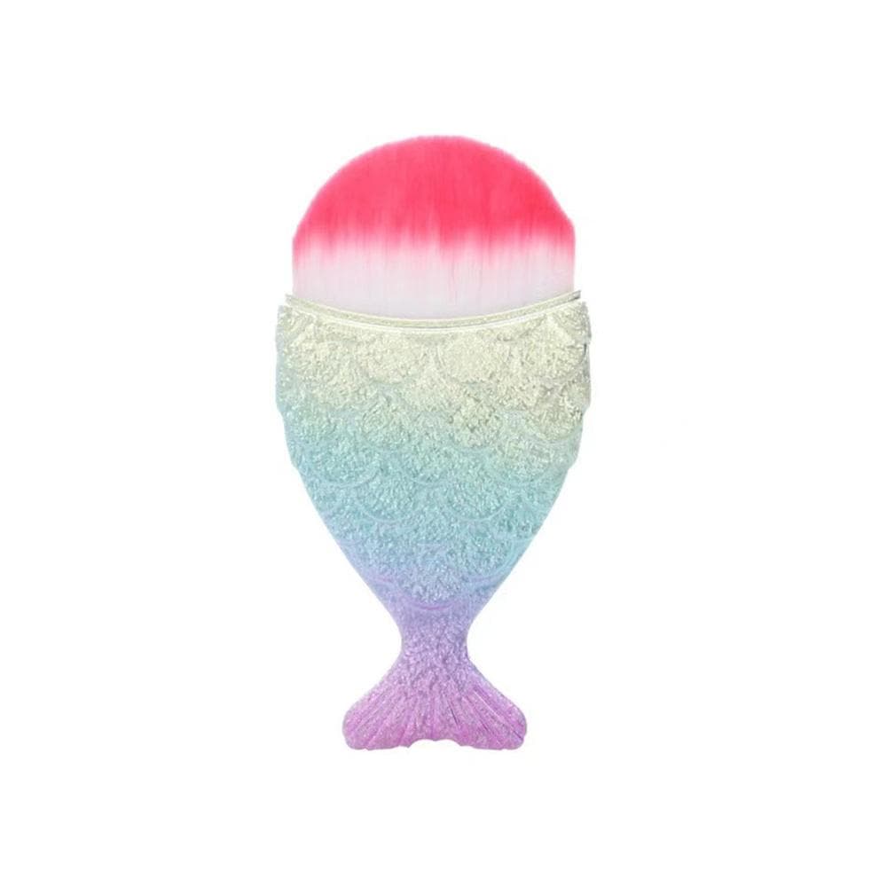 Fish Tail Makeup Brush Mermaid Professional Face Blush Brush Foundation Brushes Fishtail Nail Brush Cosmetic Brush Nail Art Tool white