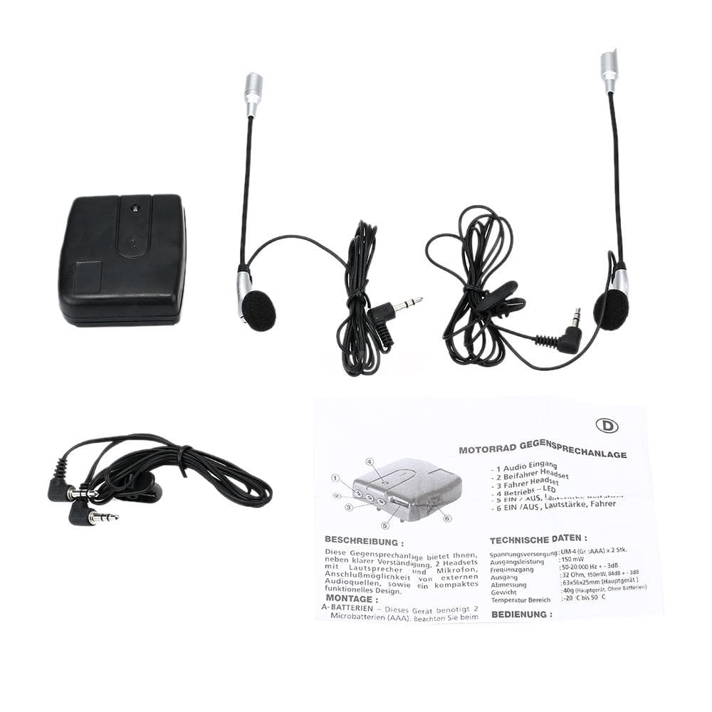 Motorcycle Helmet Headset Intercom 2-Way Communication System Earphone+Mic