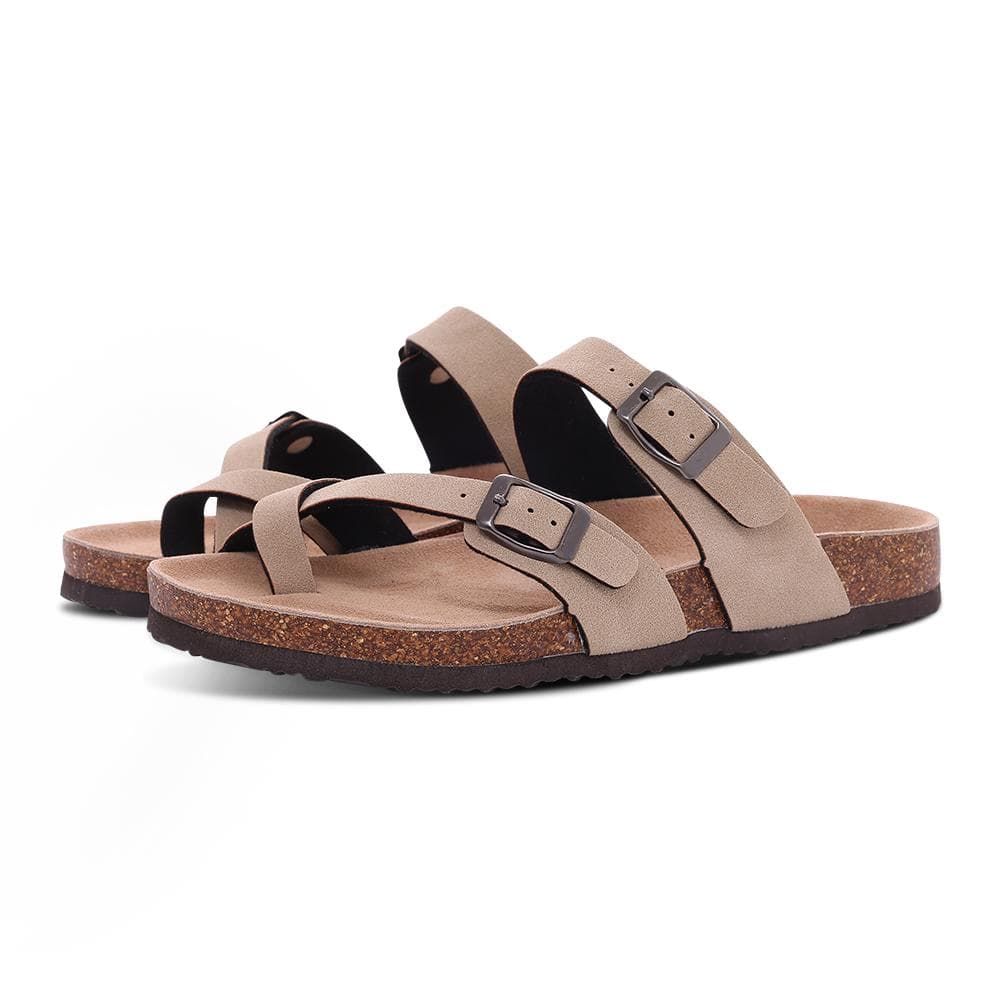 Pallene Fashion Women's Cork Slippers Cork Flats Sandals Classic Summer Beach Shoes Outdoor Clogs Sandals with Adjustable Buckle 36