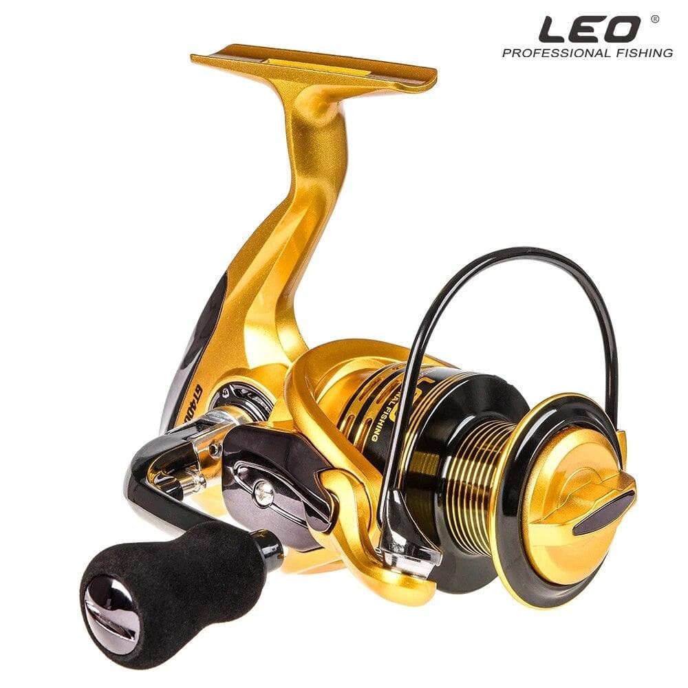 New Fishing Spinning Reel Metal Spool 1000-7000 13+1 Ball Bearings Carp Fishing Reel 8KG Max Drag Power 5.5:1 River Lake Spinning Reel 1000 Series gold